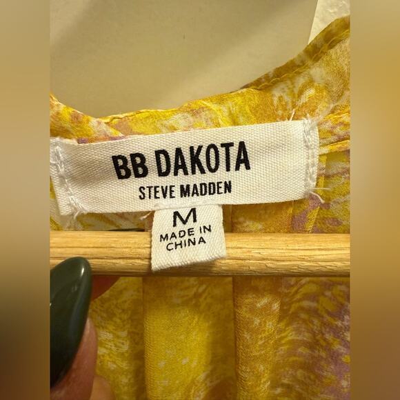 BB DAKOTA | Butter Yellow Dream Girl Tiered Midi Dress Cottagecore | Size M - Picture 7 of 10